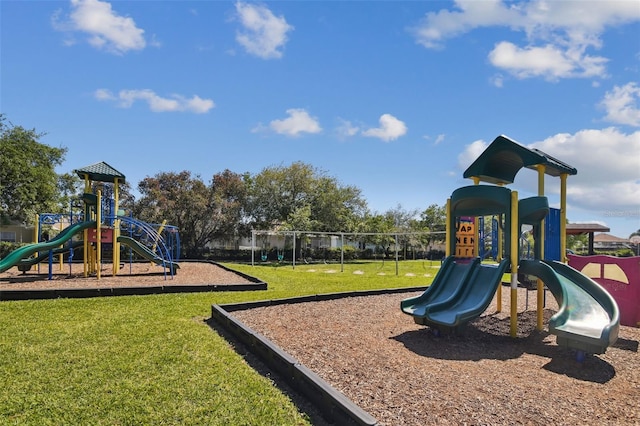 view of play area featuring a yard