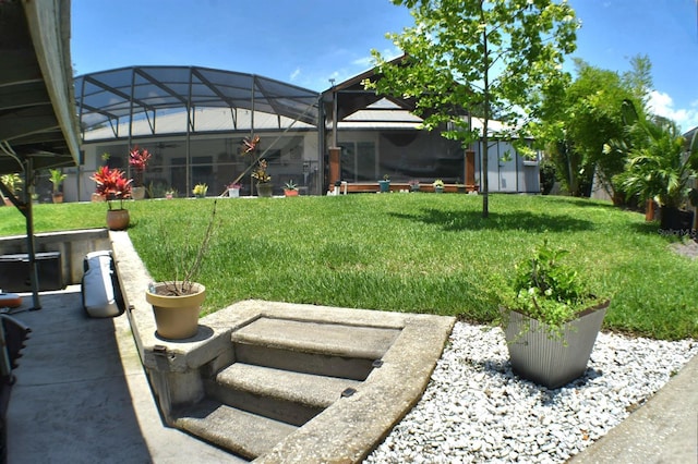 225 Temple Cir, Eustis, FL 32726 - view of grassy yard with a lanai