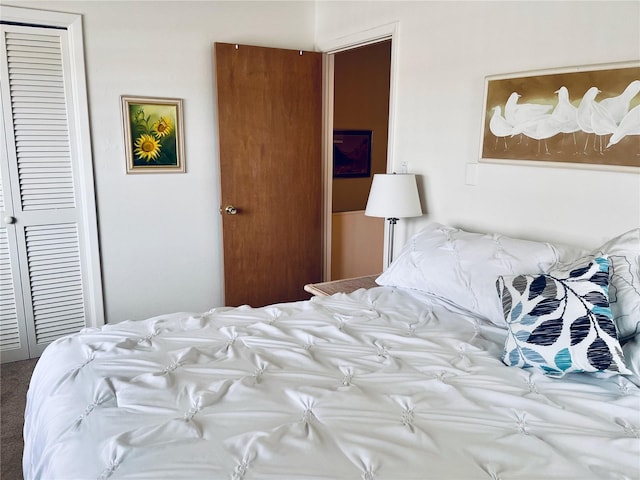 carpeted bedroom featuring a closet