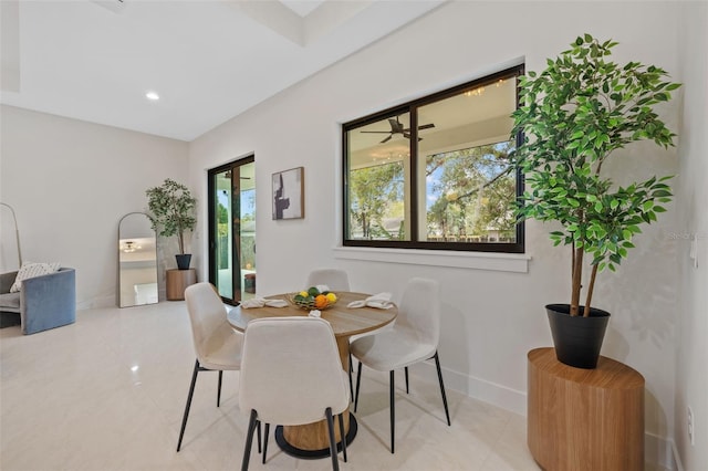 view of tiled dining space