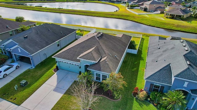 bird's eye view featuring a water view