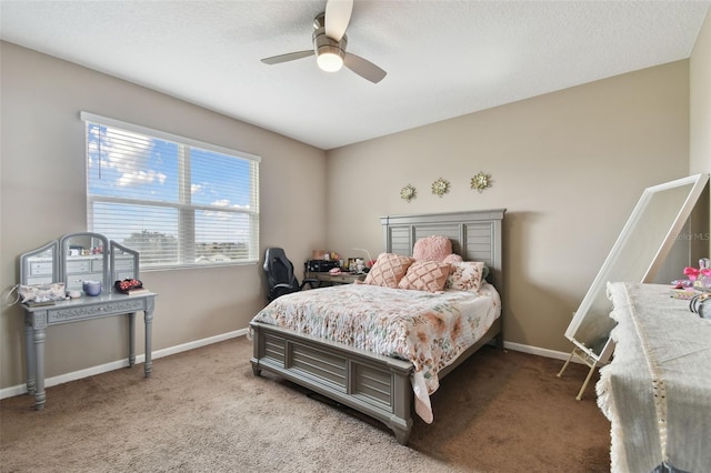 bedroom featuring ceiling fan and light colored carpet