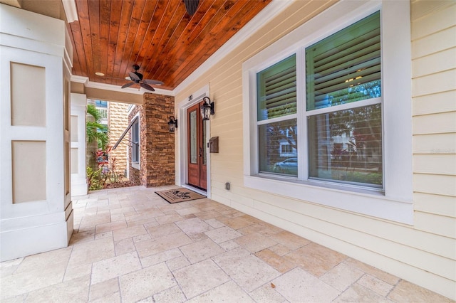 view of patio with ceiling fan