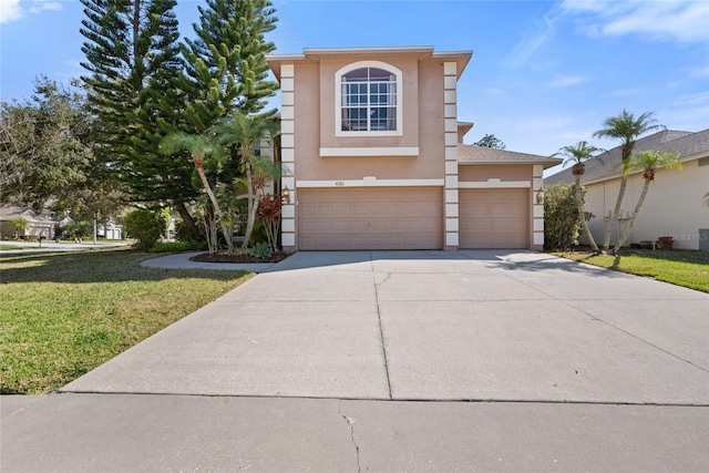 front of property with a garage and a front yard