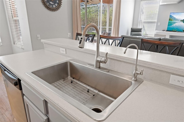 kitchen featuring plenty of natural light, dishwasher, and sink