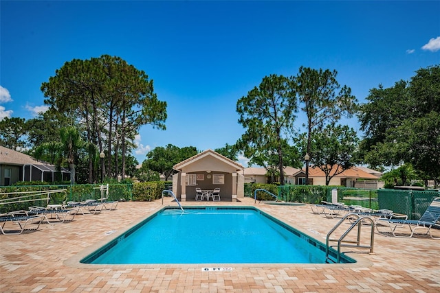 view of pool with a patio area