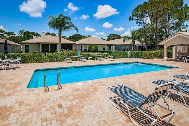 view of swimming pool with a patio area