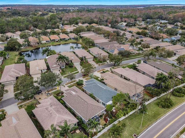 bird's eye view featuring a water view