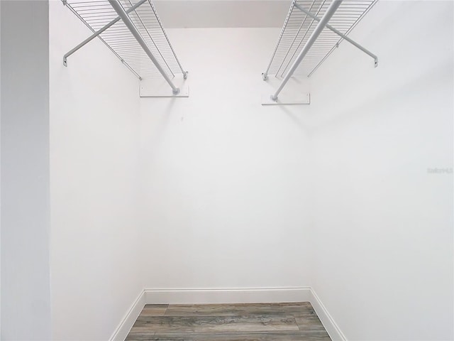 walk in closet with hardwood / wood-style floors