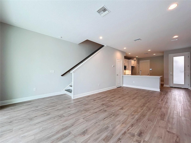 unfurnished living room featuring light hardwood / wood-style flooring