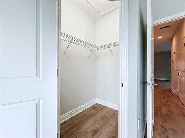 walk in closet featuring hardwood / wood-style floors