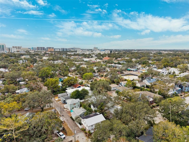 drone / aerial view with a city view