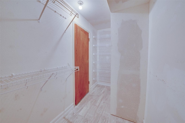 spacious closet featuring light wood-type flooring