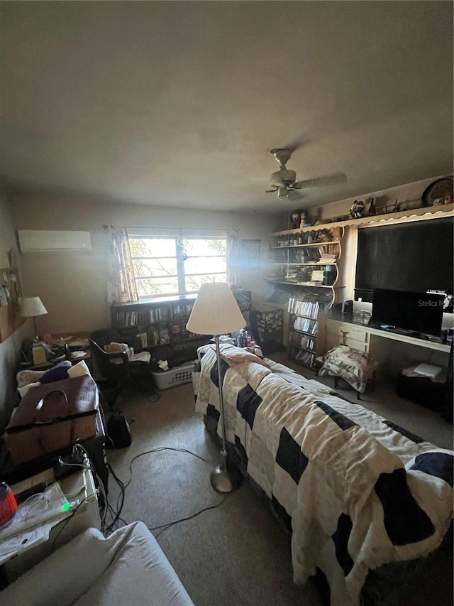 living room featuring ceiling fan