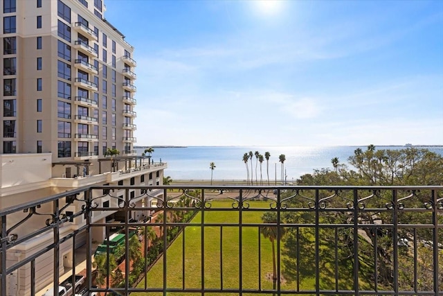 balcony with a water view