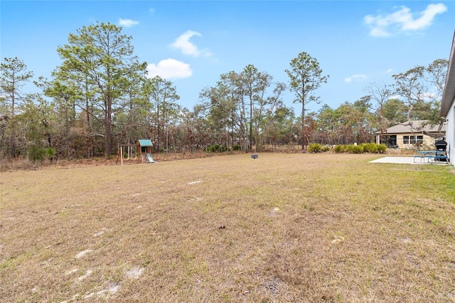 view of yard with a playground