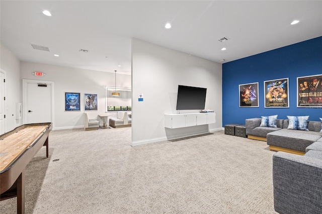 living room with carpet floors