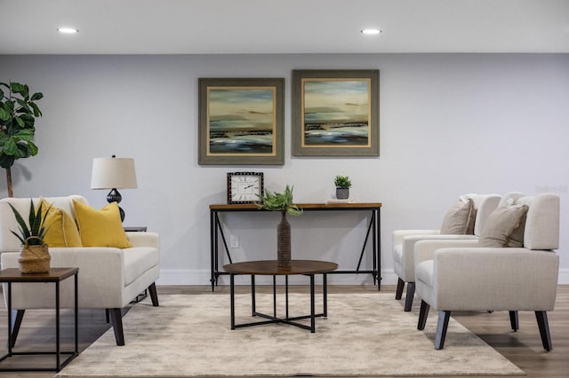 living area featuring light hardwood / wood-style flooring