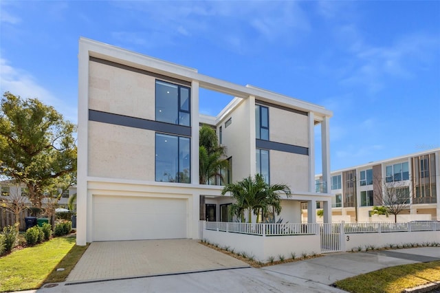 contemporary home with a garage