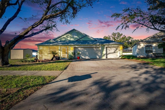 view of front facade with a garage