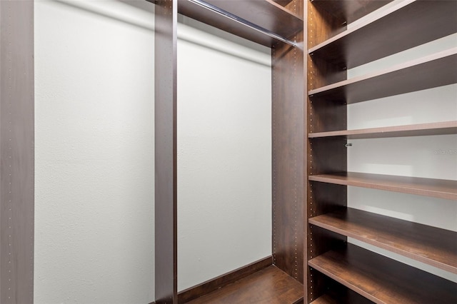 walk in closet with hardwood / wood-style floors