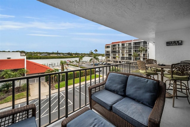 balcony with a water view