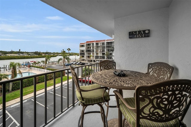 balcony with a water view