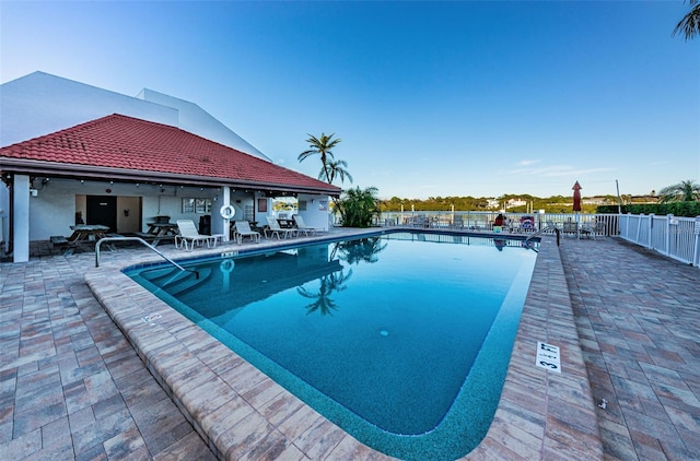 view of pool featuring a patio