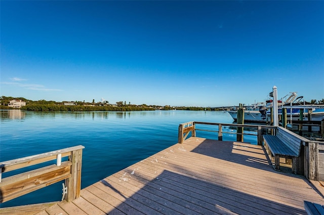 dock area featuring a water view