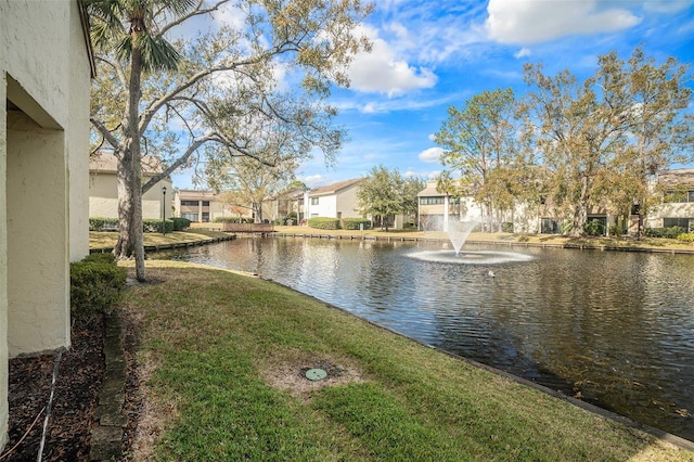 view of water feature with a residential view