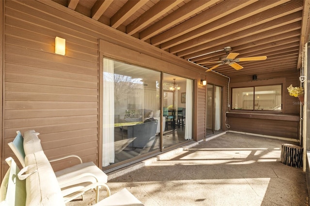 view of patio with ceiling fan