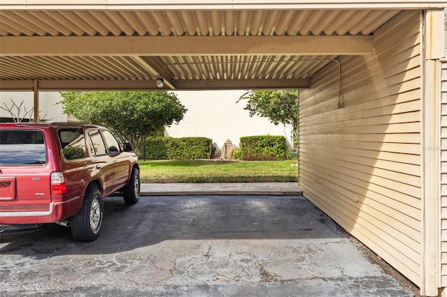 view of covered parking lot