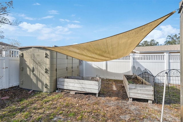 exterior space featuring a storage unit