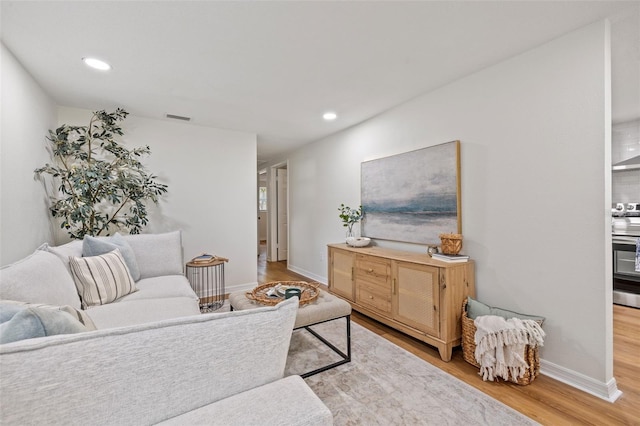 living room with light wood-type flooring