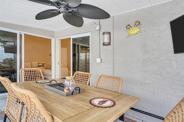 dining area featuring ceiling fan