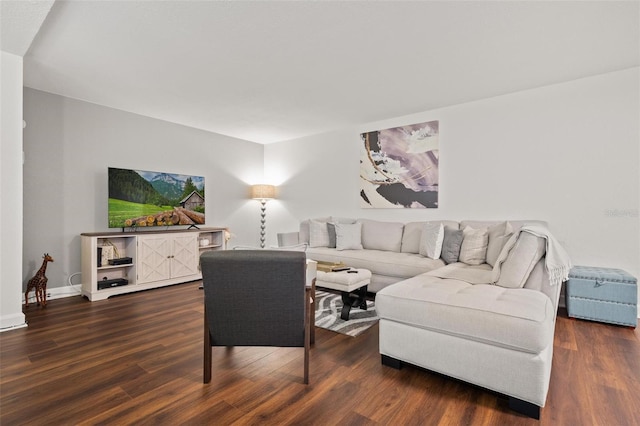 living room featuring dark hardwood / wood-style flooring