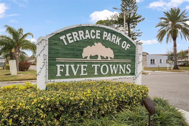 view of community sign