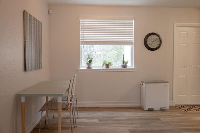 interior space with light hardwood / wood-style floors