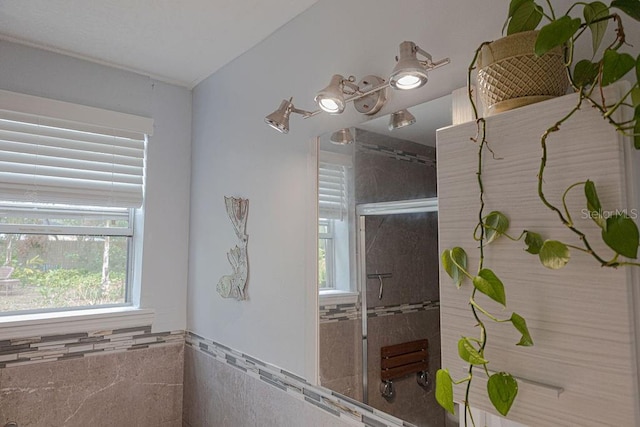 bathroom featuring walk in shower