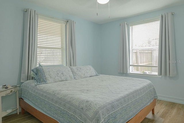 bedroom featuring light hardwood / wood-style floors