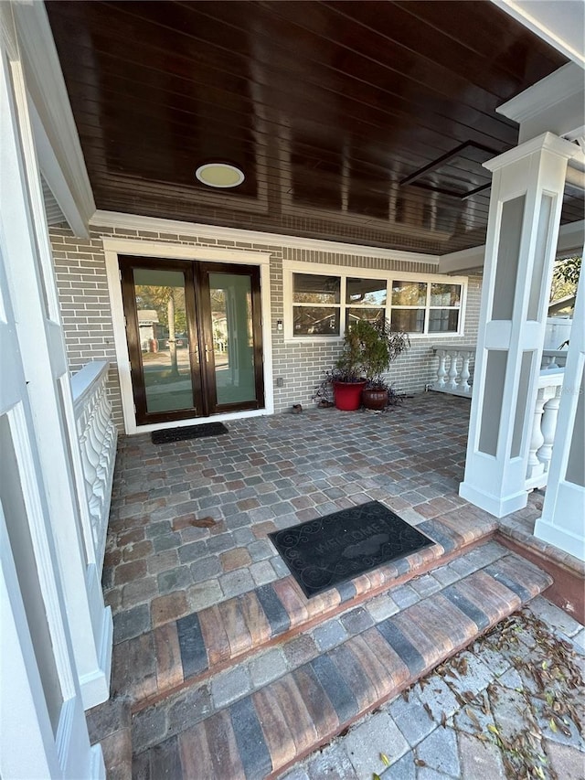 view of patio featuring french doors