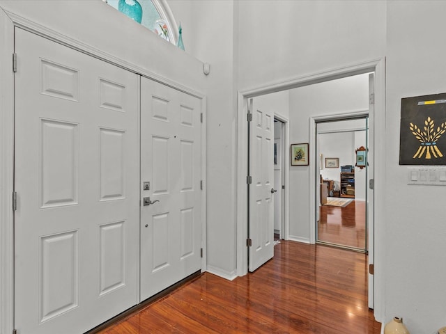 entrance foyer featuring dark wood-type flooring