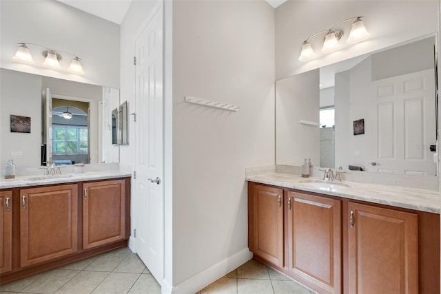 bathroom featuring vanity and tile patterned floors