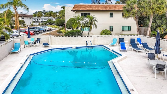 view of pool featuring a patio