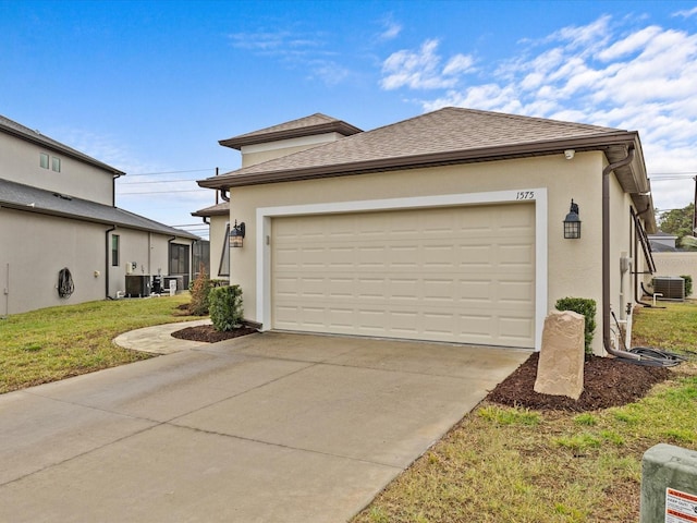 exterior space featuring central AC and a lawn