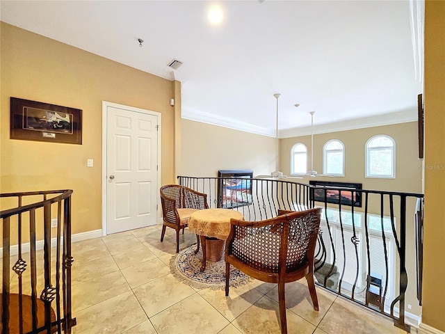 interior space with ornamental molding