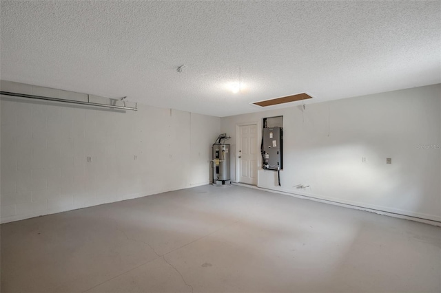 garage featuring water heater