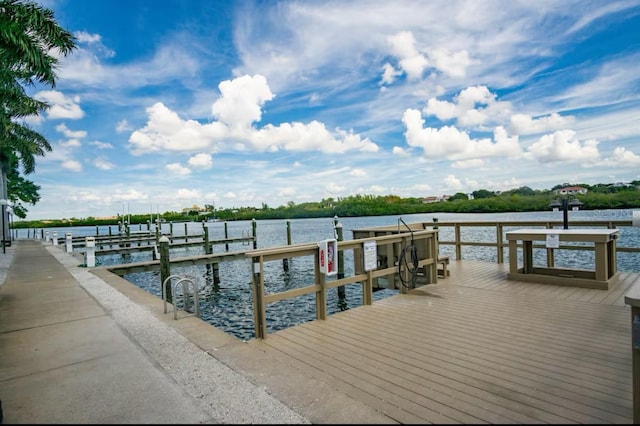 dock area featuring a water view