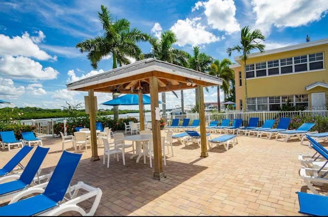 view of patio featuring a gazebo