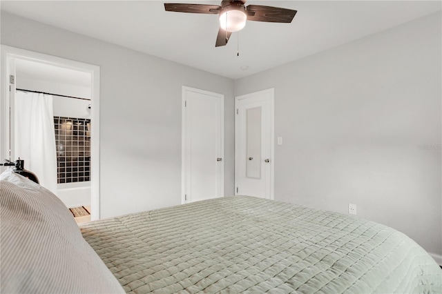 bedroom featuring ceiling fan